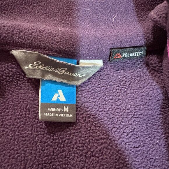 Eddie Bauer First Ascent Polartec Fleece Womens M Purple 1/4 Zip Outdoor Hiking - Picture 4 of 8